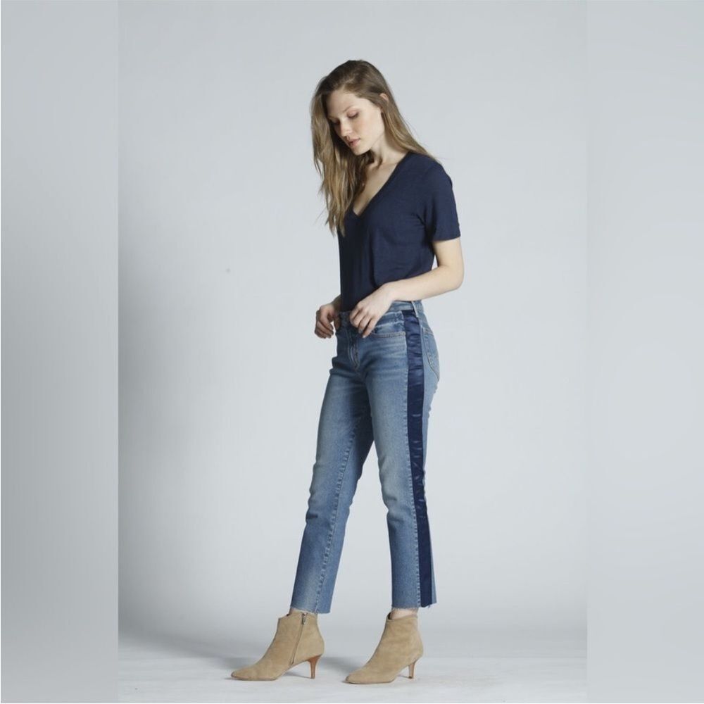 Driftwood | Candace Cropped Straight Jeans w Satin‎ Ribbon Side Stripe Sz 26
